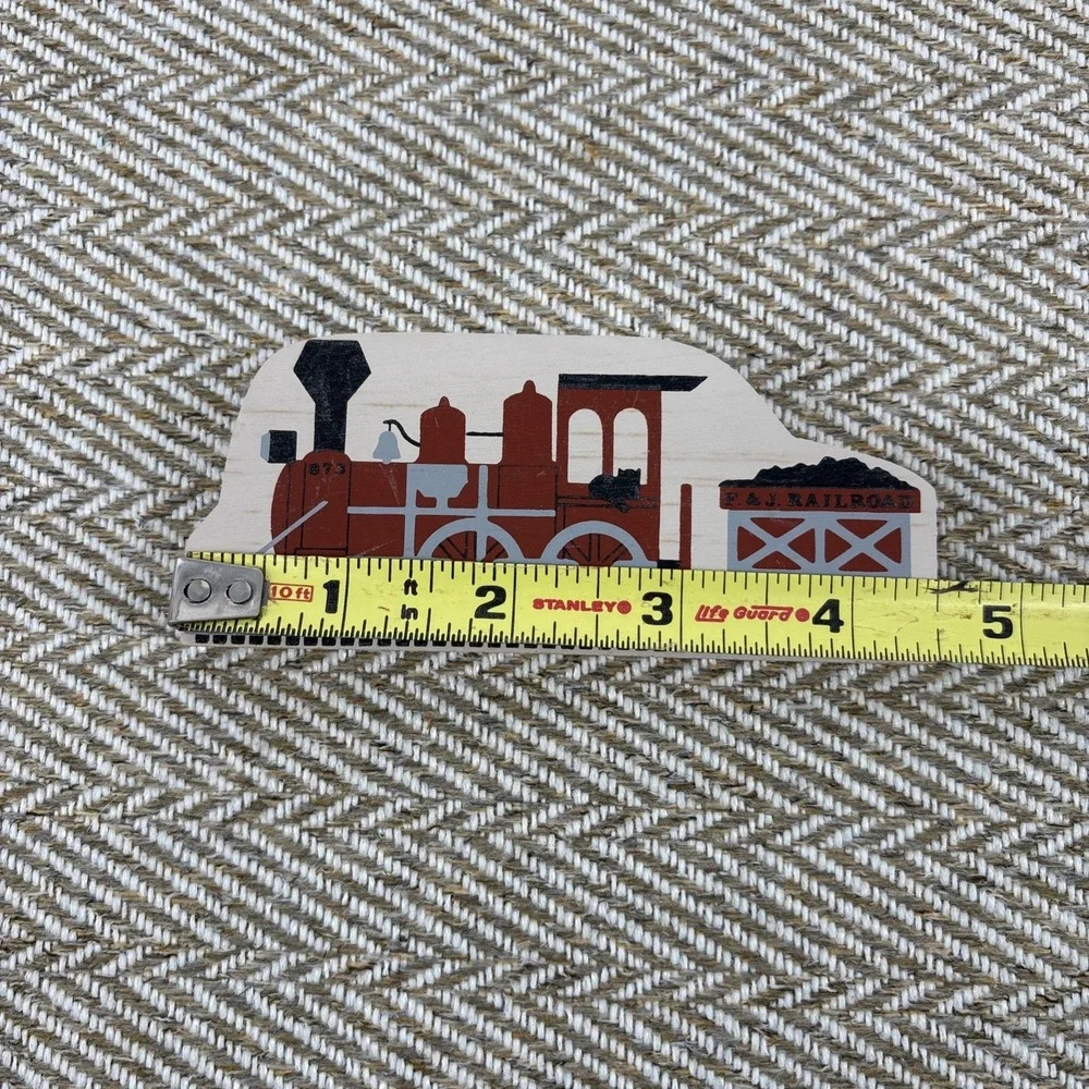 F & J Red Train Engine Faline Cat's Meow Shelf Sitter Accessory